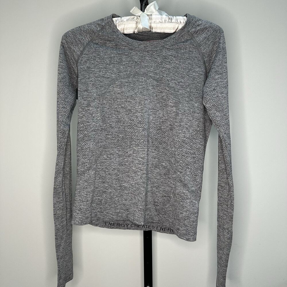 Lululemon Run Swiftly Tech Long Sleeves Sz 6 Heathered Grey Thumb Holes